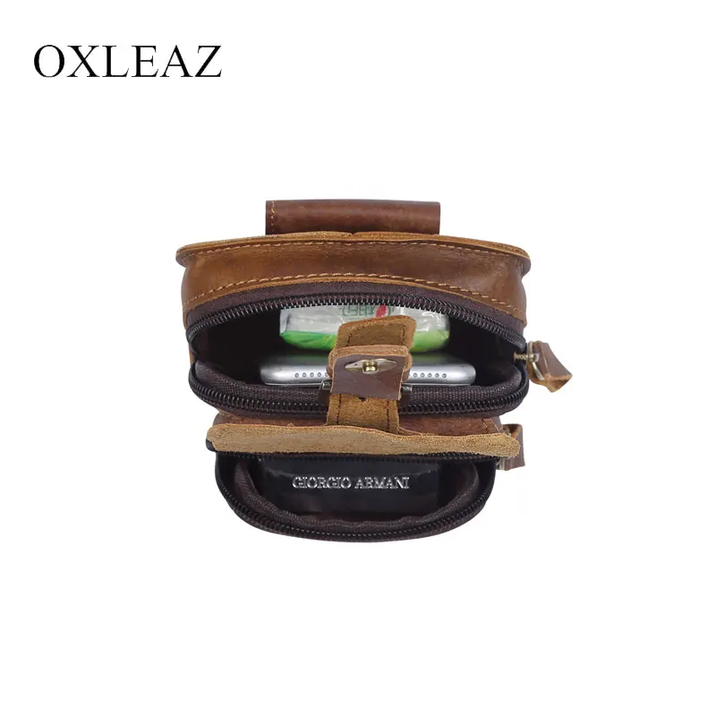 OXLEAZ Мужская винтажная дизайнерская набедренная сумка мини из натуральной кожи