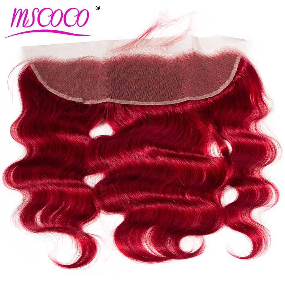 Mscoco Бразильская волна тела 13*4 кружевная Фронтальная застежка Remy 100% человеческие