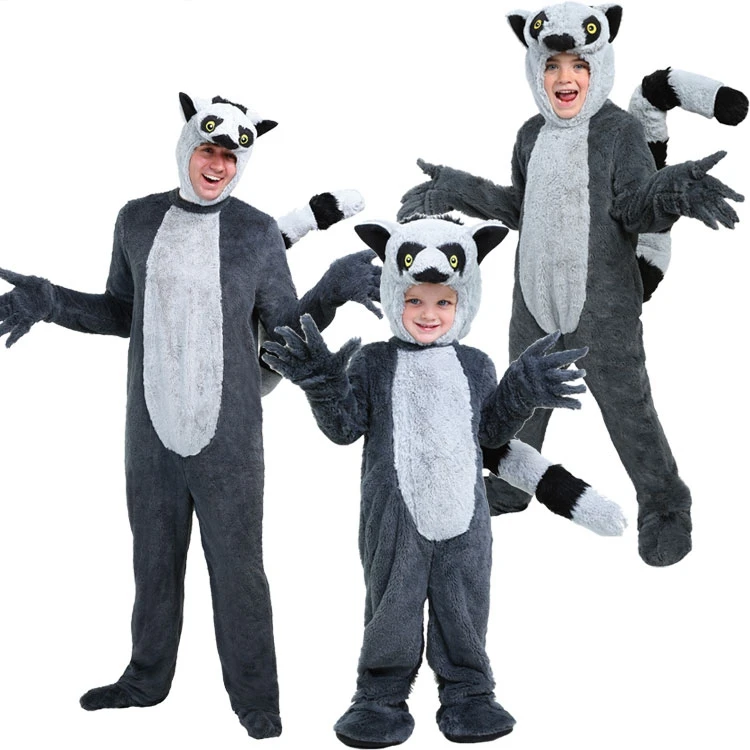 IREK/Детский костюм для взрослых с изображением животных из мадагаскара Lemur Money