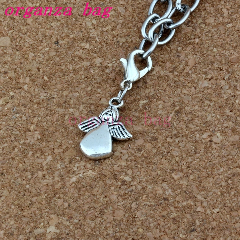 

100pcs Zinc Alloy Angel Floating Lobster Clasps Charm Beads Fit Charm Bracelet DIY Jewelry 12x32mm A-489b