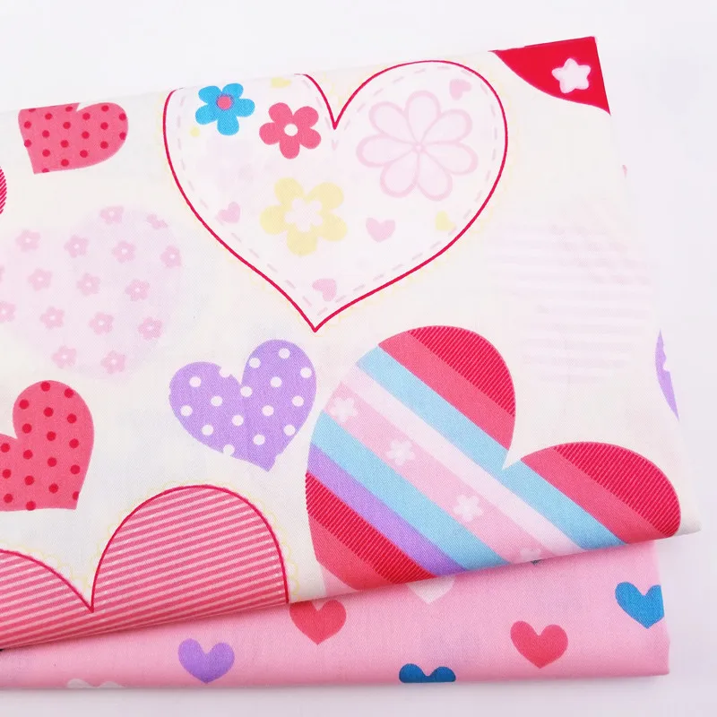 Симпатичная хлопковая саржевая ткань с принтом в виде сердца сделай сам шитье