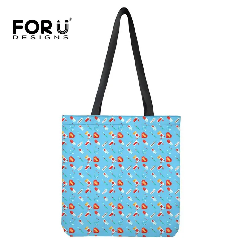 FORUDESIGNS/сумки для покупок с рисунком медсестры, повседневная женская Льняная сумка, экологичные большие холщовые сумки, сетка для хранения - Цвет: HXA315Z22