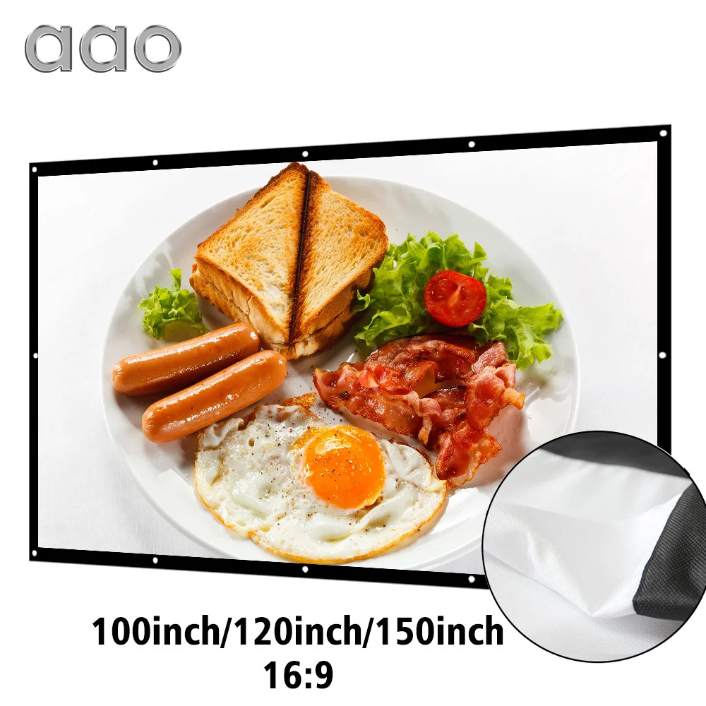 AAO 100 120 150 дюймов 16:9 проекционный проектор экран 3D HD Домашний кинотеатр настенный