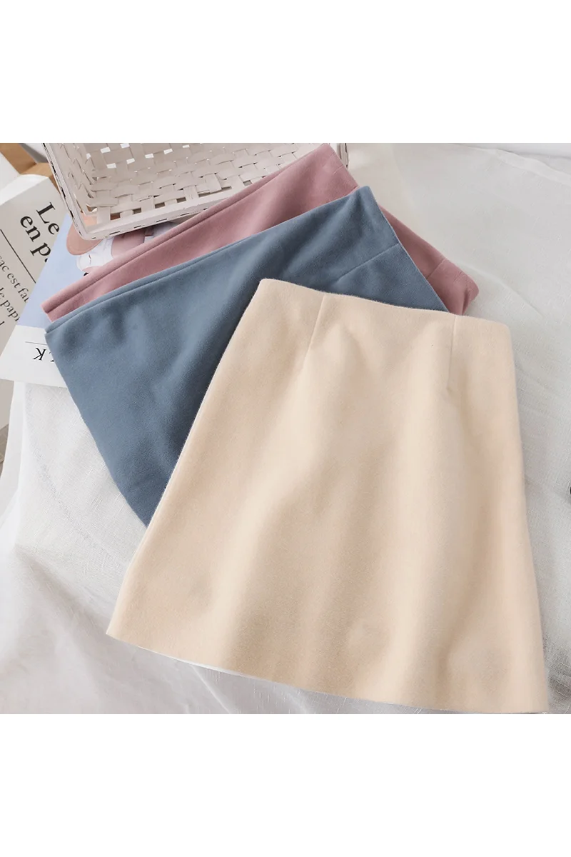 2018 новые модные женские шерстяные юбки осенние и зимние ретро высокой талии