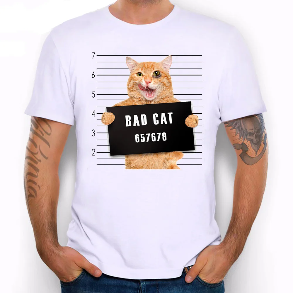 Мужская футболка с принтом Bad Cat Police Dept Футболка классным котом мужская летняя