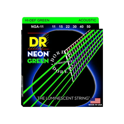 Акустические струны DR K3 Hi-def неоново-зеленые люминесцентные Струны для гитары