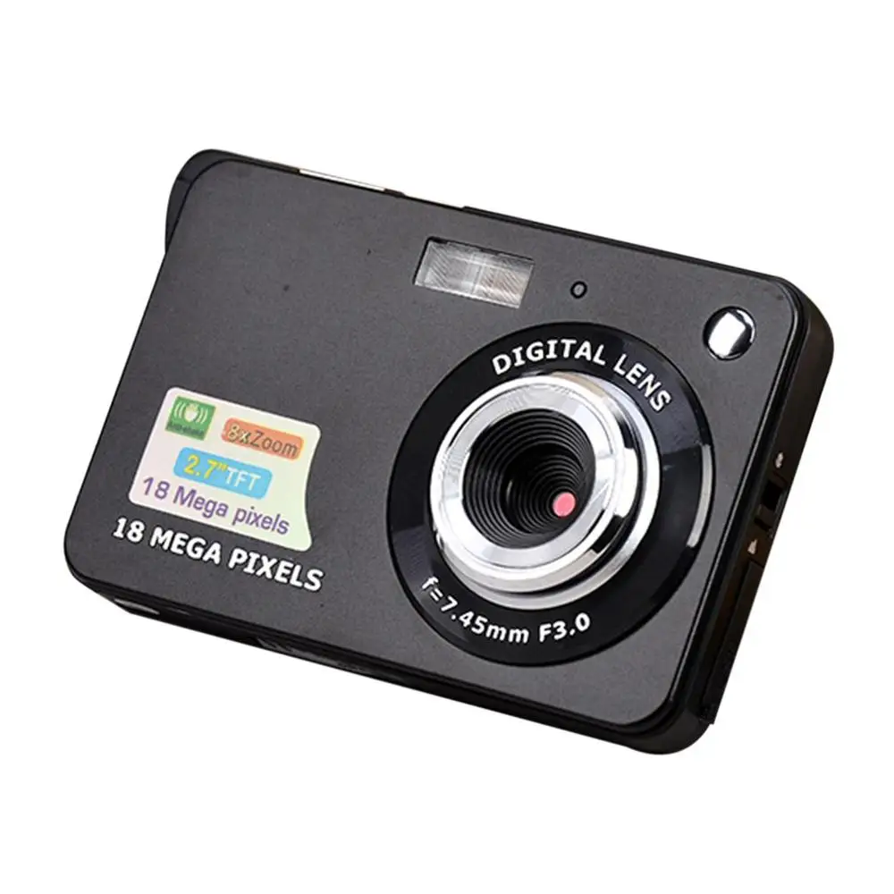 Черный 2.7 Inch TFT LCD Display 18MP 720P 8x Zoom HD Digital Camera Anti-Shake Camcorder Video CMOS Micro Camera Children Gift - Цвет: Черный