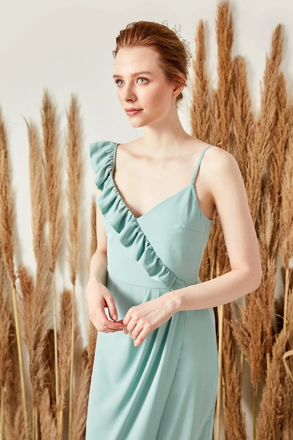 Trendyol Мятное платье с маховиком TPRSS19BB0107 | Женская одежда