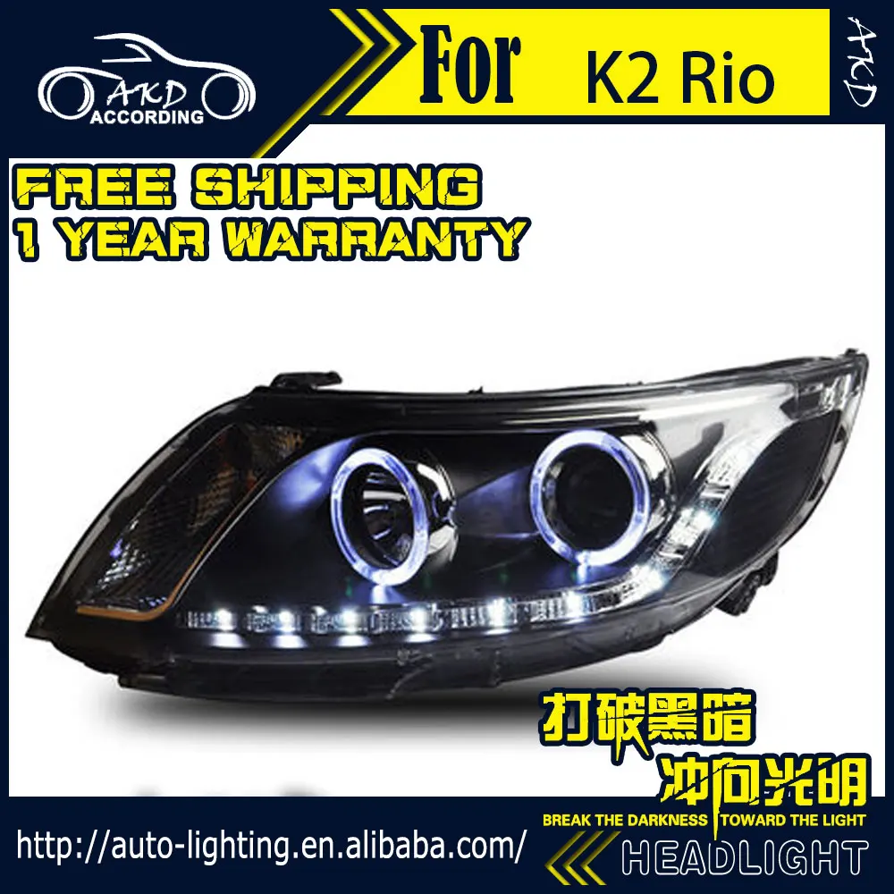 AKD автостайлинг фары для Kia K2 Rio светодиодный ные 2011 2014 ангельские глазки DRL H7 D2H Hid