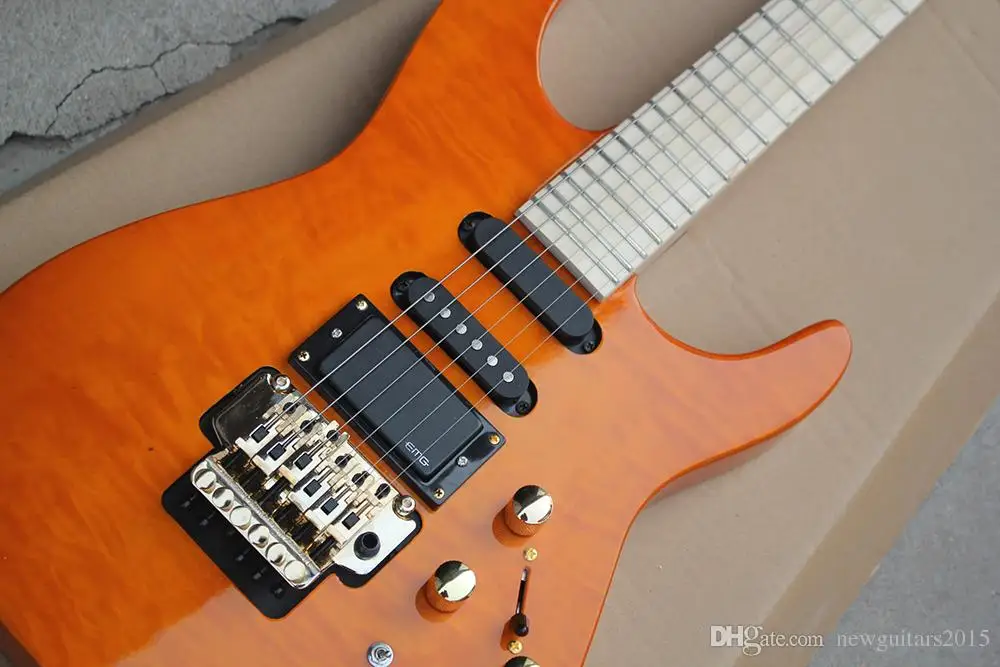 Actory пользовательские оранжевый Электрогитары с Floyd Rose 3 пикапы без Лады