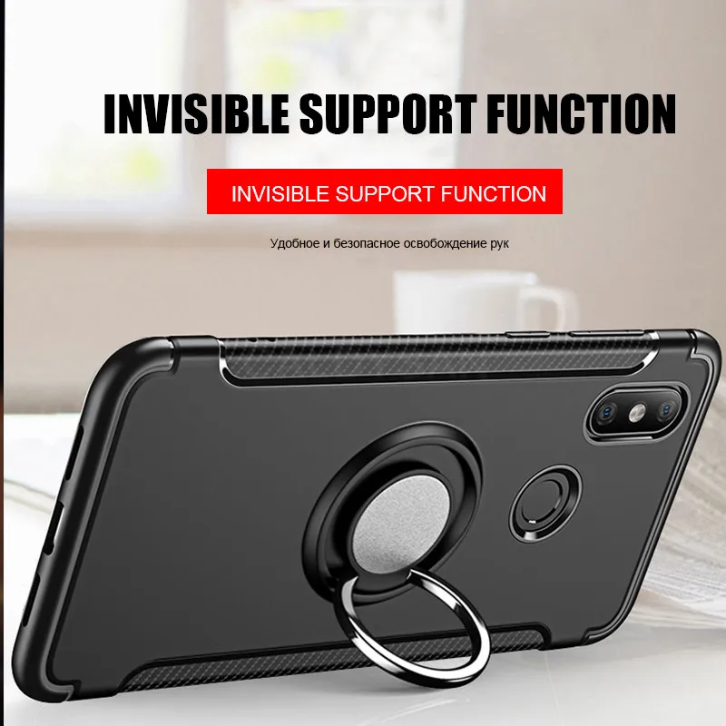 Роскошный автомобильный держатель кольцевой чехол для Xiaomi Redmi 7 Note Pro