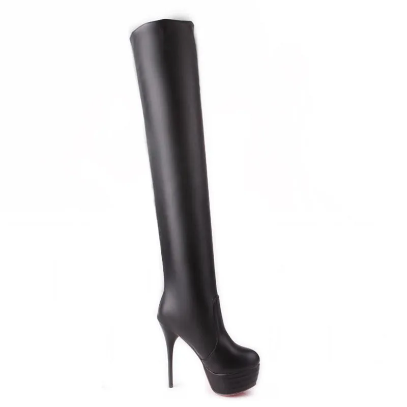 Tuyoki Office Lady High Heel Boots Platform Warm Winter Shoes Women Over Knee Thigh Thin Footwear Size 34-39 | Обувь