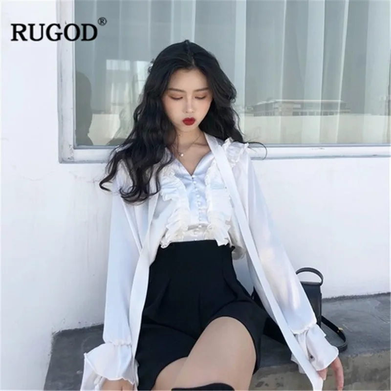 Женская блузка с бантом RUGOD винтажная шелковистая длинным рукавом| |