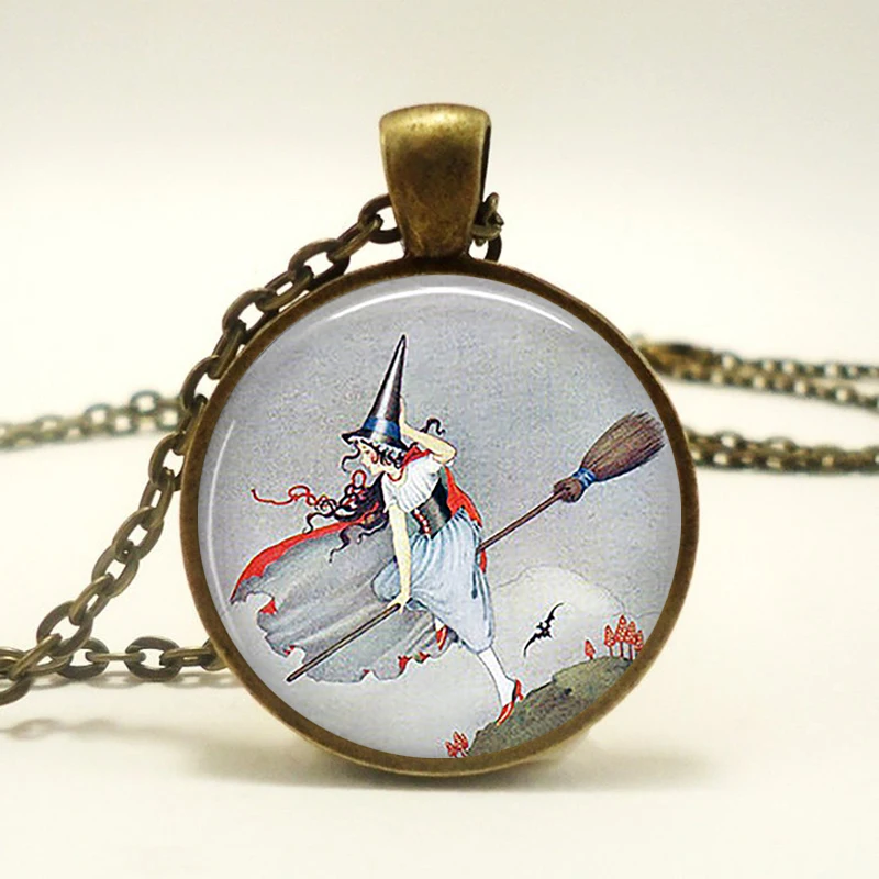 Оптовая продажа Очаровательное ожерелье ведьмы с подвеской в форме метлы