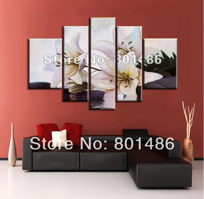 Бесплатная доставка! Современная масляная живопись нежной лилии большие белые