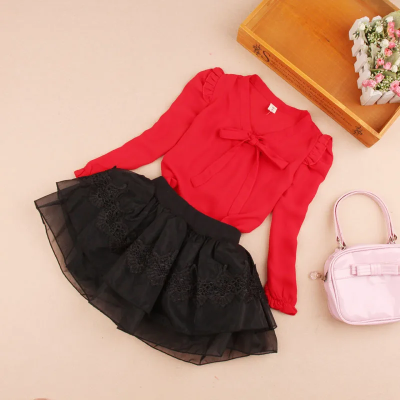 Girls Blouses Children Clothing Girl Clothes 2019 Autumn Big Kids Long Sleeve Chiffon Shirt School Blouse Age 2-16T | Мать и ребенок