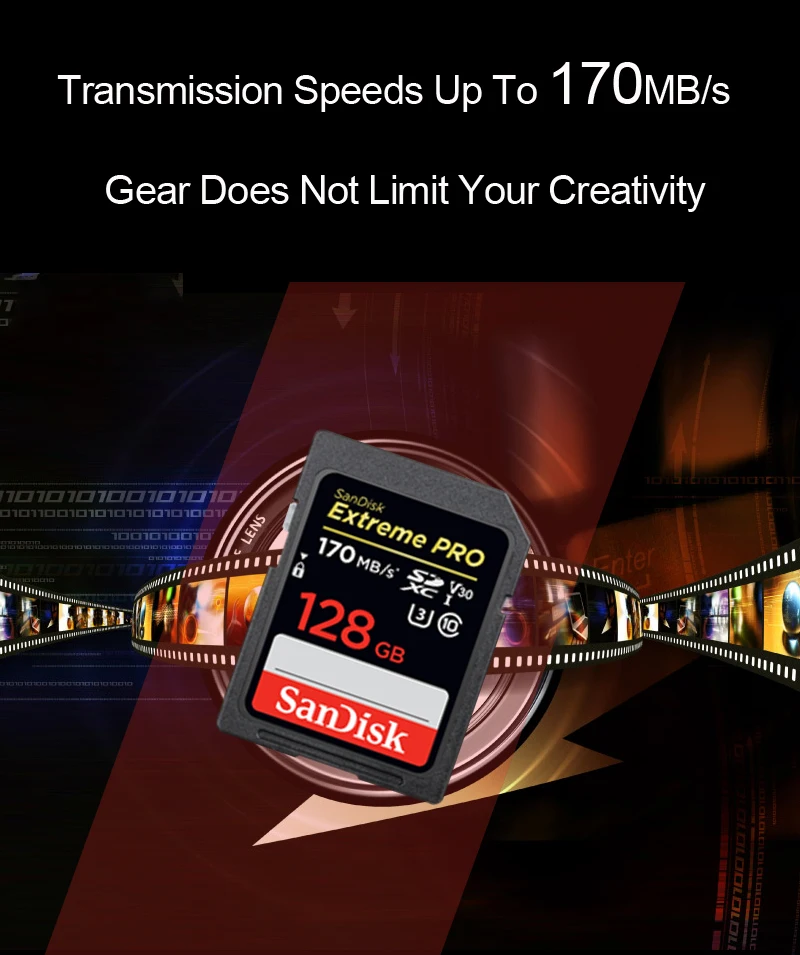 Sd-карта SanDisk 170 МБ для камеры 80 Мб 128 Гб 64 ГБ 32 ГБ 16 ГБ, карта памяти U3 U1 4 K, флеш-карта для камеры, флеш-карта SDXC SDHC
