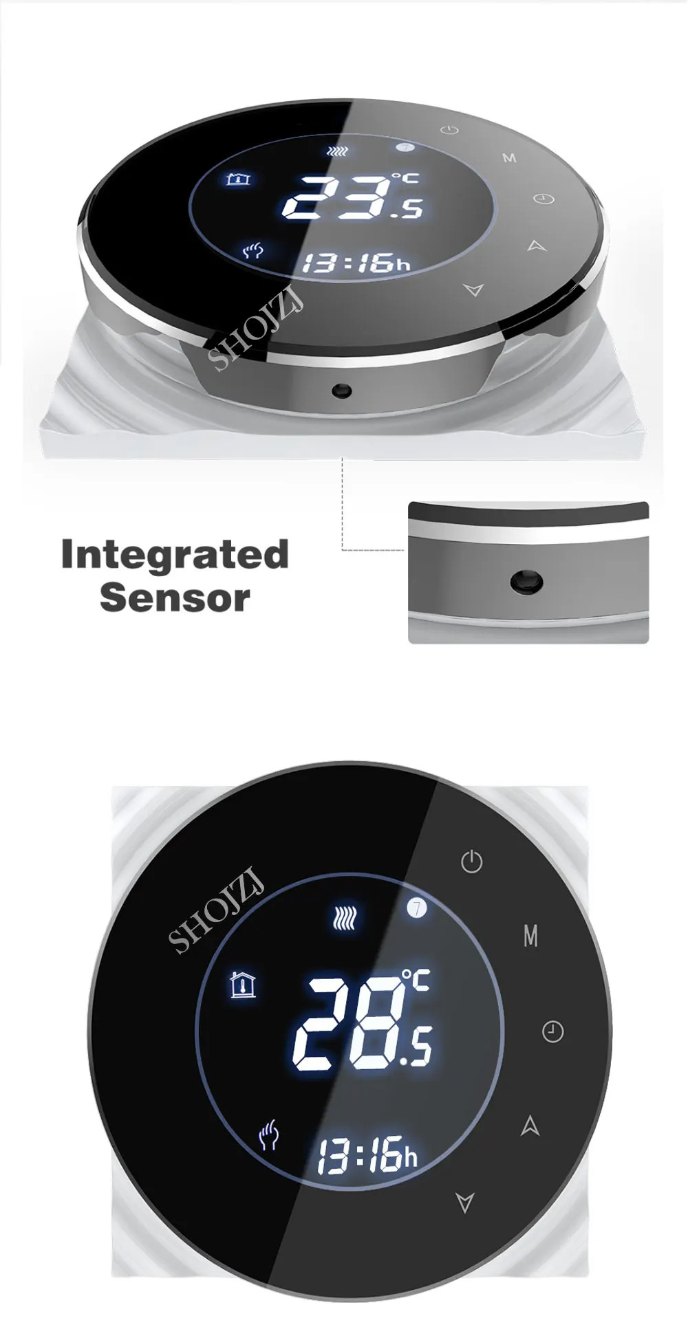 Умный термостат TUYA Alexa ECHO Google Home для воды/газового котла с подсветкой, Wi-Fi, еженедельный контроллер температуры 3A