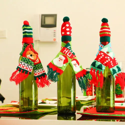 1 шт. чехол для рождественской бутылки вина рождественские наклейки вечеринки