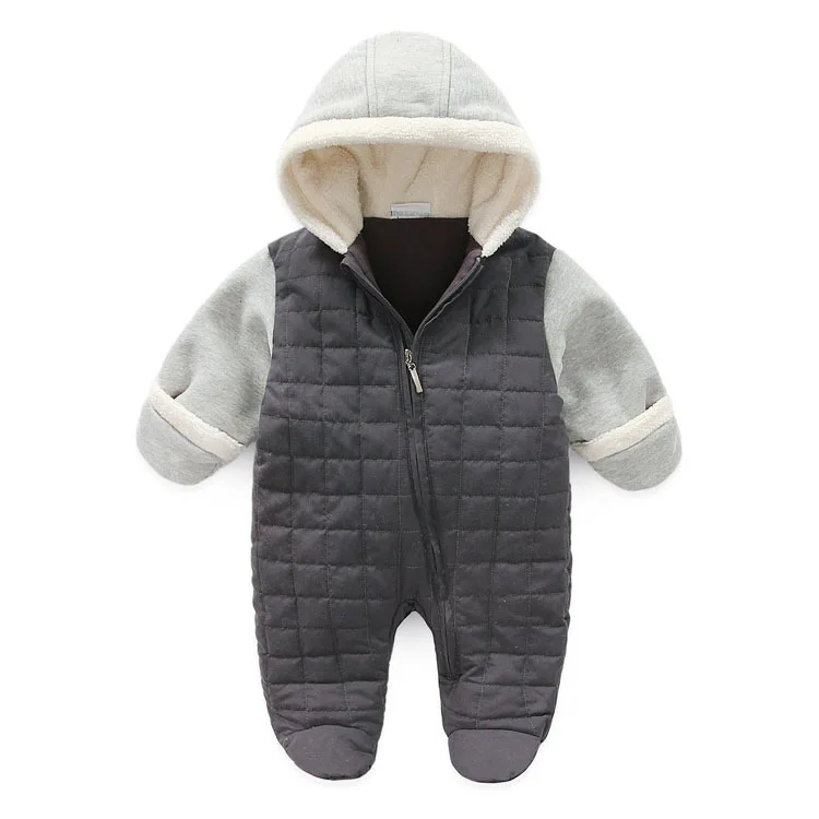 Новый брендовый зимний комбинезон с капюшоном для маленьких мальчиков младенцев