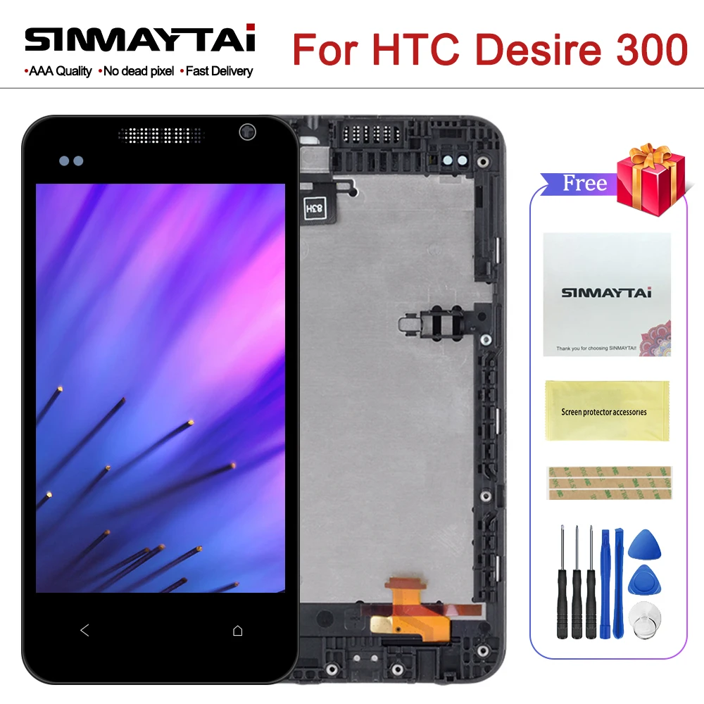 100% тест Новый 4 5 &quotдля HTC Desire 300 LCD сенсорный экран дисплей дигитайзер сборка