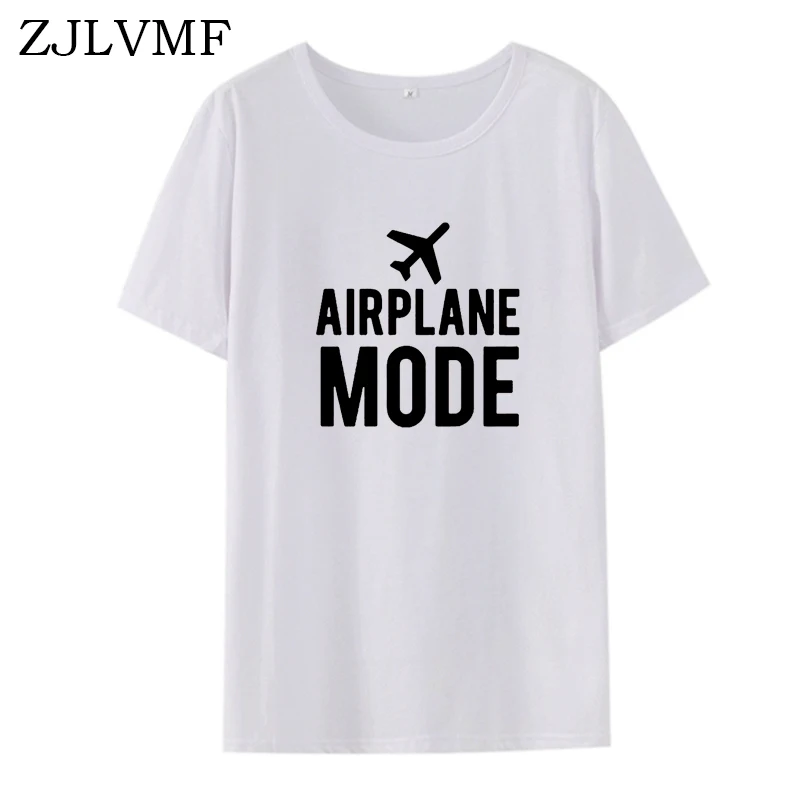 Футболка Zjlvmf Airplane Mode женская летняя хлопковая с o-образным вырезом хипстерская