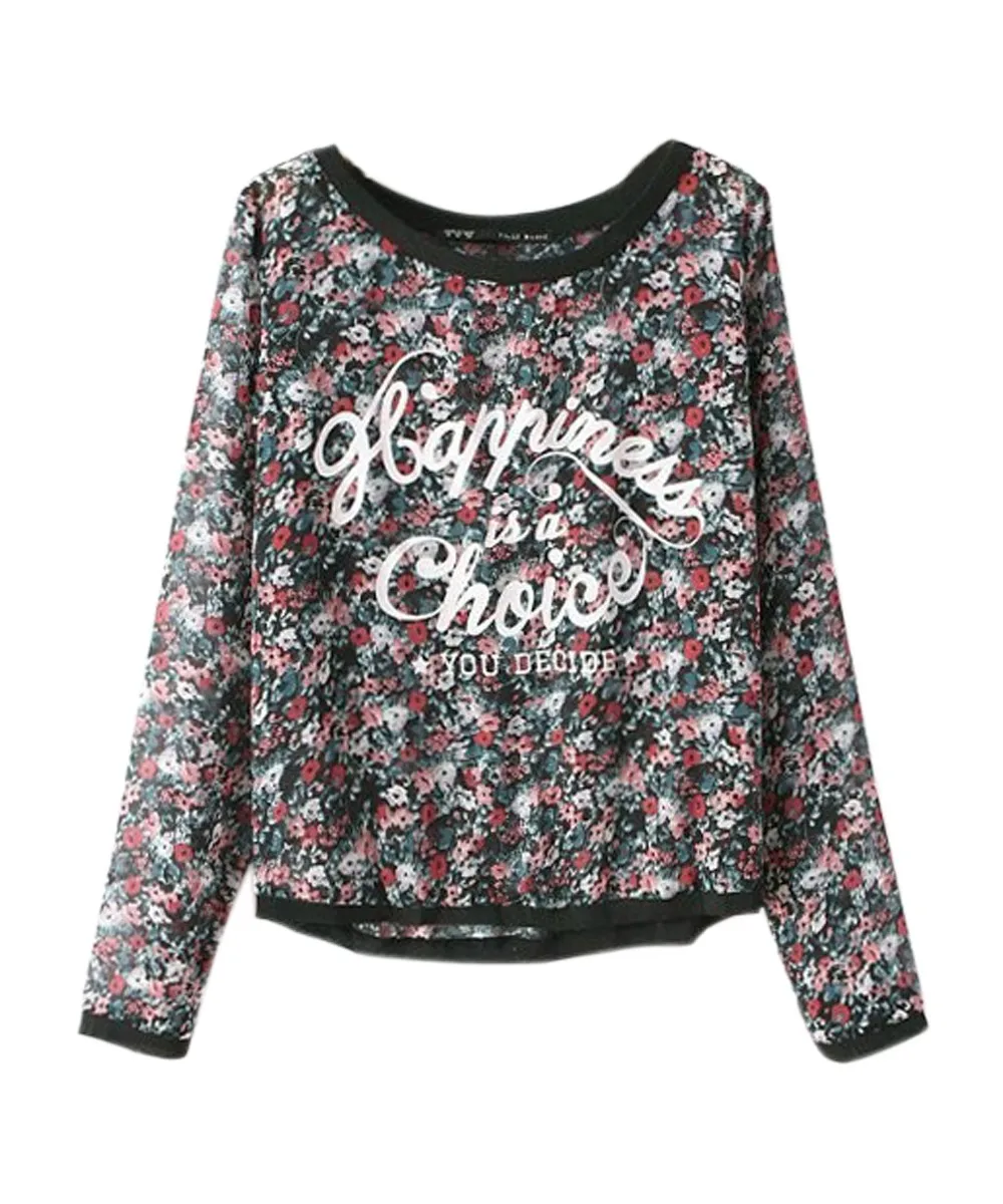 Лето Осень пуловеры Печати Топы Женщины Костюм зима Шифон Блузка Пуловеры