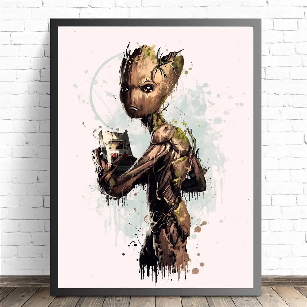 Groot Фигурки супергероев из фильма Марвел постер и печать на холсте художественная живопись настенные картины для гостиной украшения домашнего декора - Цвет: Groot