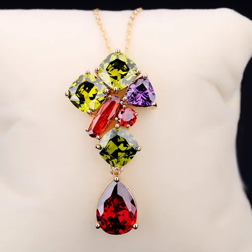 Модные Joyeria шампанское золото Цвет мульти Cz подвеска ожерелье с кристаллом