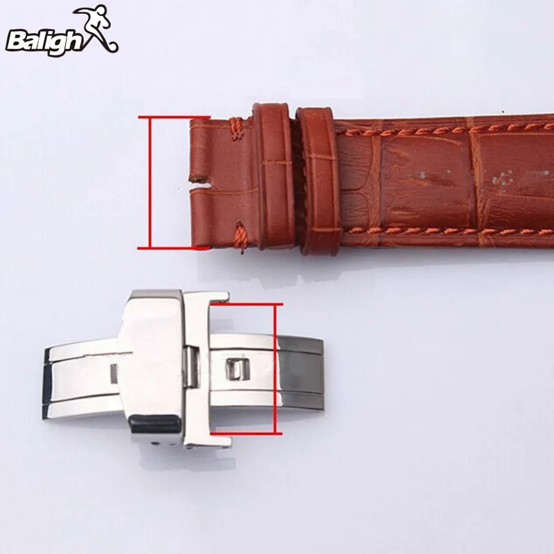 

Stainless Steel Push Button Butterfly Deployment Clasp For Leather Watch band Strap 16/18/20mm