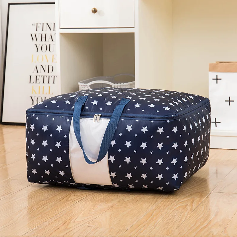 Navy blue star Домашний шкаф, сумки для хранения, водонепроницаемый, Оксфорд, органайзер для одежды, сумка, портативный органайзер для подушки, одеяло, коробка для хранения - Цвет: Navy blue star