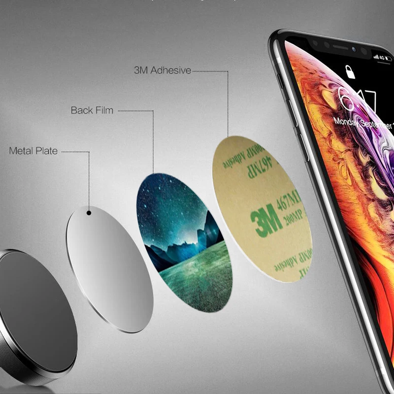 Магнит держатель телефона металлическая пластина диск Железный клейкий лист