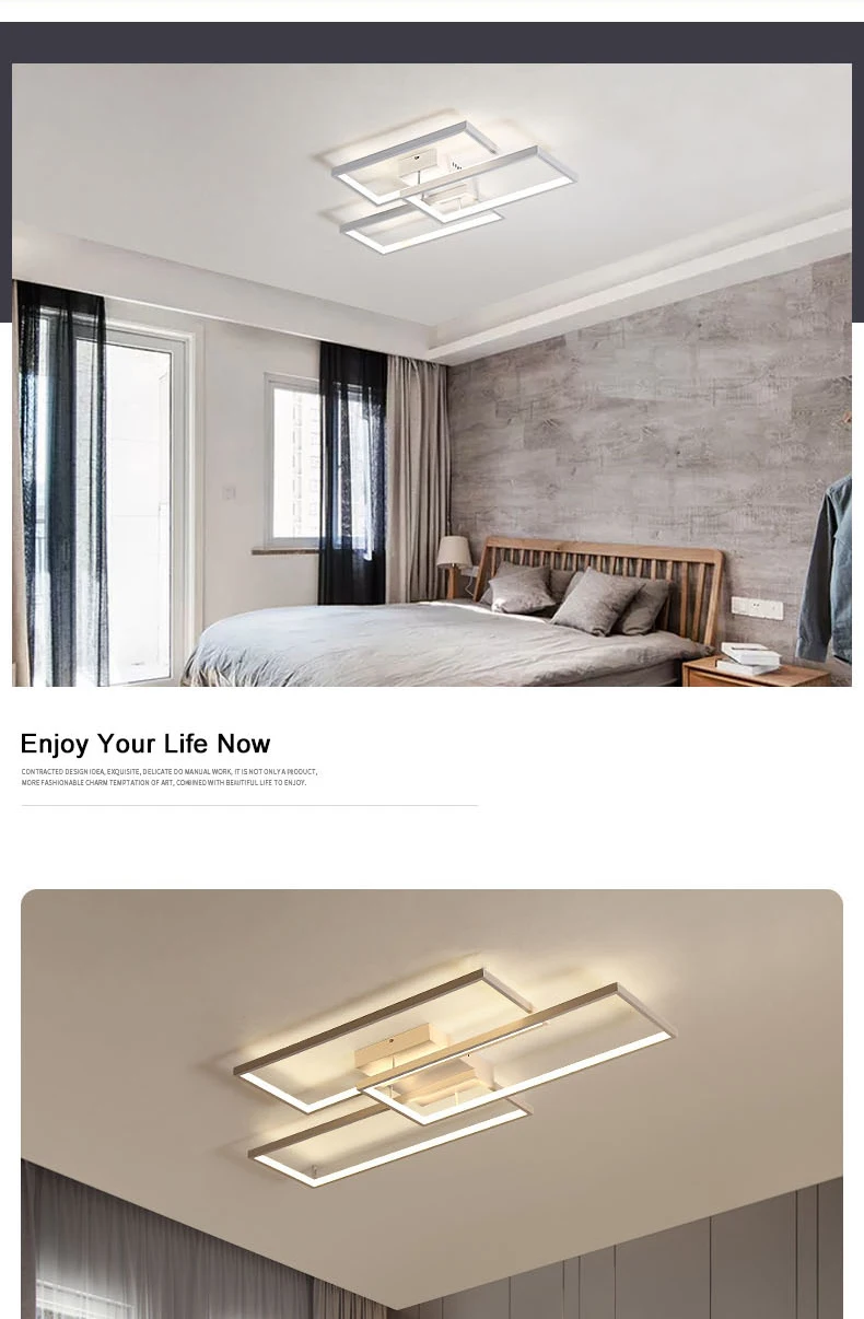 DIY Кофе или белая отделка прямоугольник современных Led Люстра для Гостиная Спальня кабинет Потолочная люстра светильники