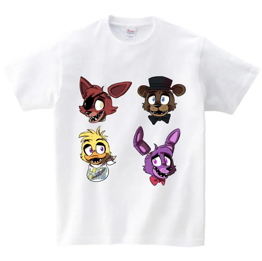 white childreT-shirt Футболка для мальчиков camisetas/летний топ с принтом «пять ночей с Фредди», Детская футболка одежда для детей футболки для мальчиков и девочек с принтом «Фредди 2», От 2 до 15 лет - Цвет: white childreT-shirt