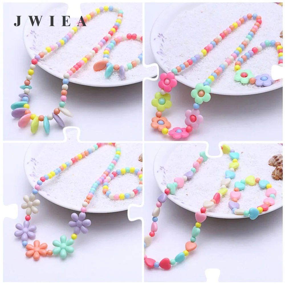 Женские комплекты из смолы Детские ожерелья для девочек Цветочный браслет