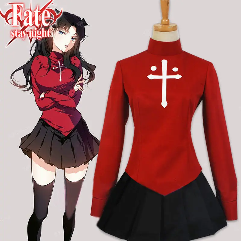 Костюм для косплея на Хэллоуин Fate/Stay Night Rin Tohsaka Униформа платье из аниме |
