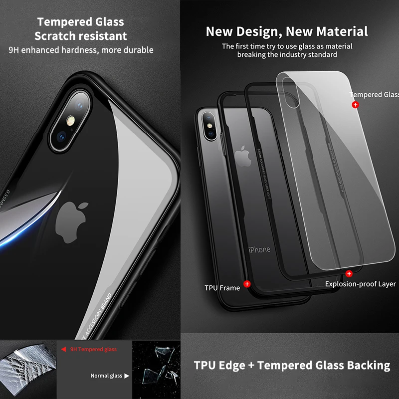 Чехол Essager из закаленного стекла для iPhone XS Max XR X S 8 7 Plus Роскошный чехол 10 8Plus бампер