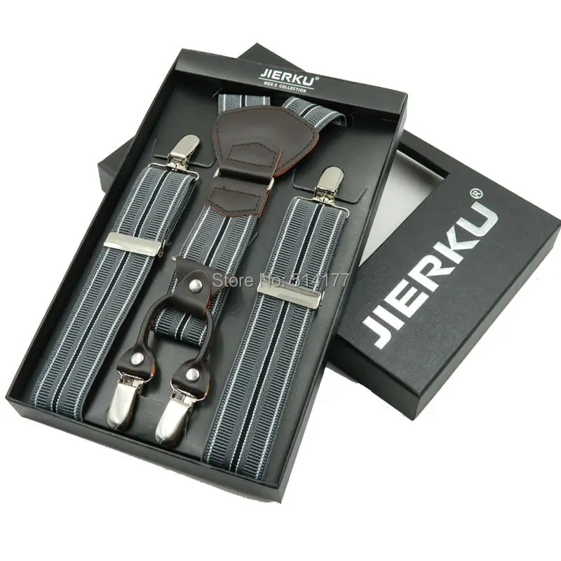 Мужские подтяжки модные из искусственной кожи регулируемые 4 зажима y-образные