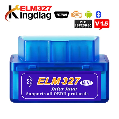 PIC18F25K80 Mini ELM327 Bluetooth 2,0 OBD2 v1.5/V2.1 OBD 2 автоматический диагностический инструмент ELM 327 для Android Крутящий момент/PC V1.5 адаптер BT - Цвет: BT BLUE ELM327