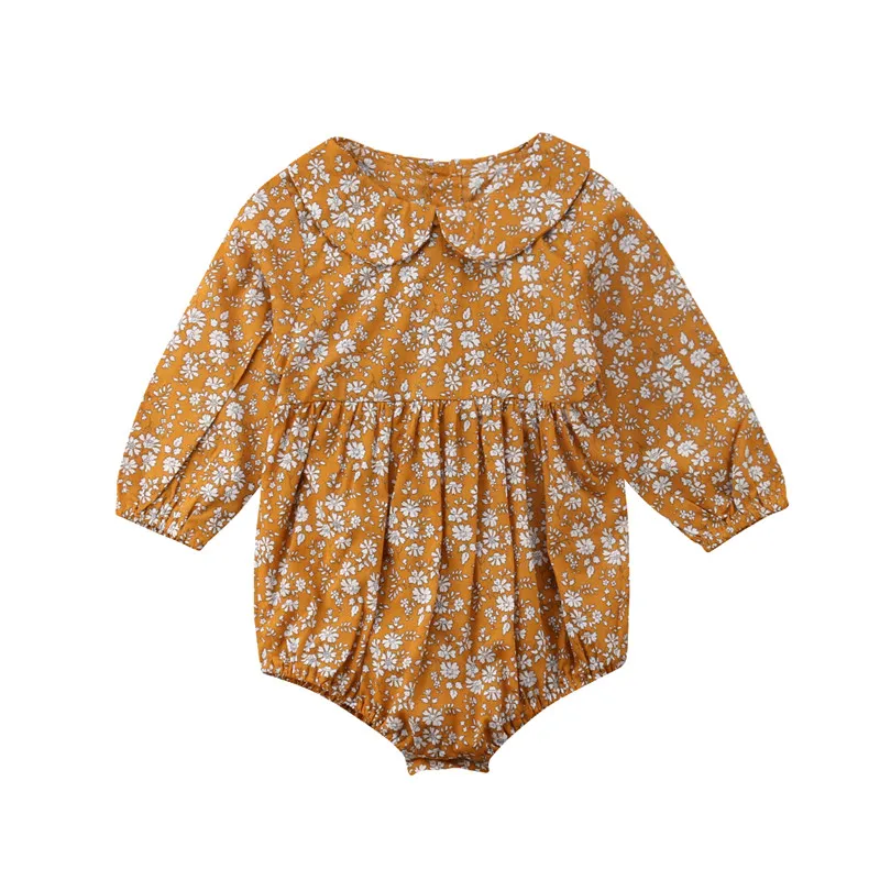 

Sweet Newborn Baby Girls Clothes Bodysuits Square Collar Floral Princess Tops Jumpsuit Outfits Clothes