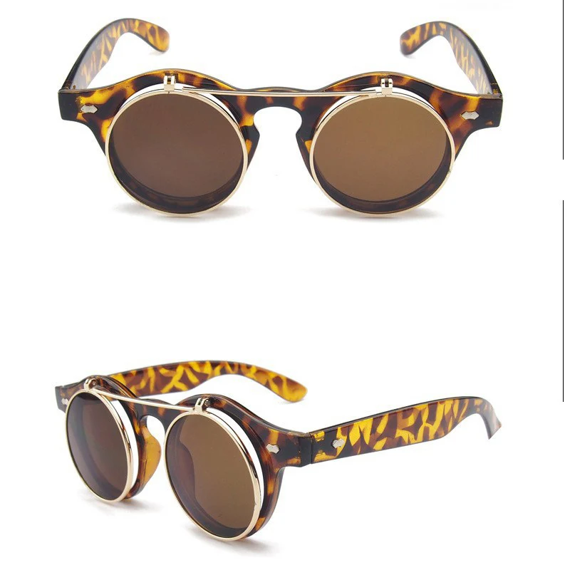 Sunglasses men Vintage Steampunk Goggles Clip on sunglasses Retro Flip Up Eyeglasses Gothic Eyewear Punk men Glasses Oculos