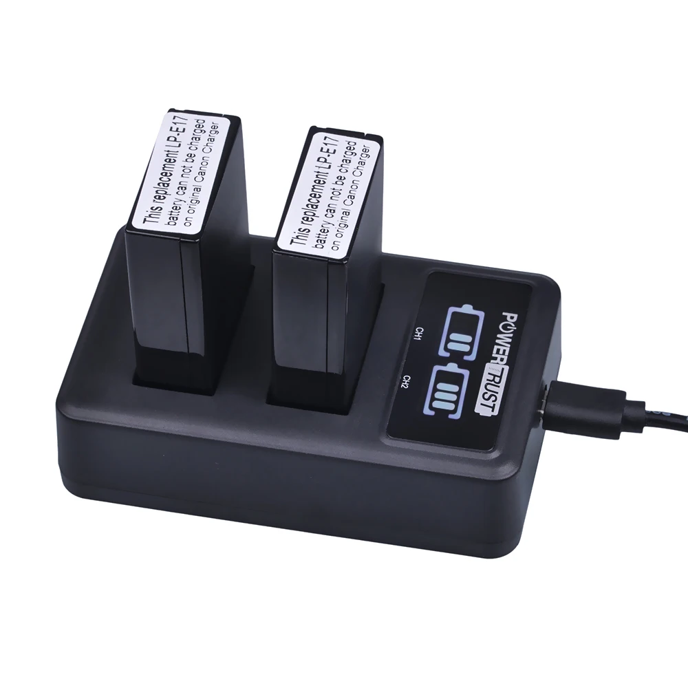Литий ионный аккумулятор LPE17 LP E17 4х1300 мАч + двойное зарядное устройство USB LED для