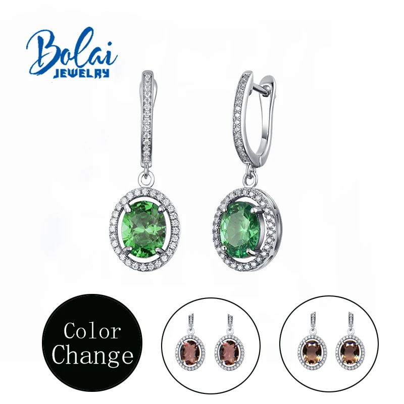 Bolaijewelry, серьги Дианы из зултанита, меняющие цвет, серебро 925 пробы, Женские Ювелирные изделия с драгоценным камнем, лучший подарок