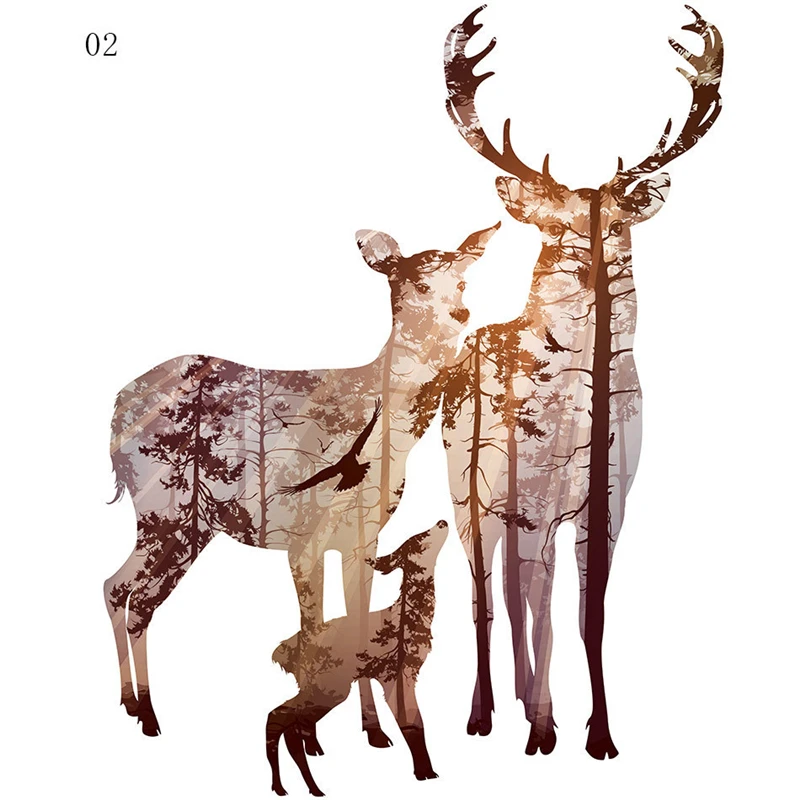 HAOCHU Splash Ink Flamingo Forest Landscape Deer Animal Wall Art Picture Canvas Painting Poster Living Room Nordic Decoration | Дом и сад