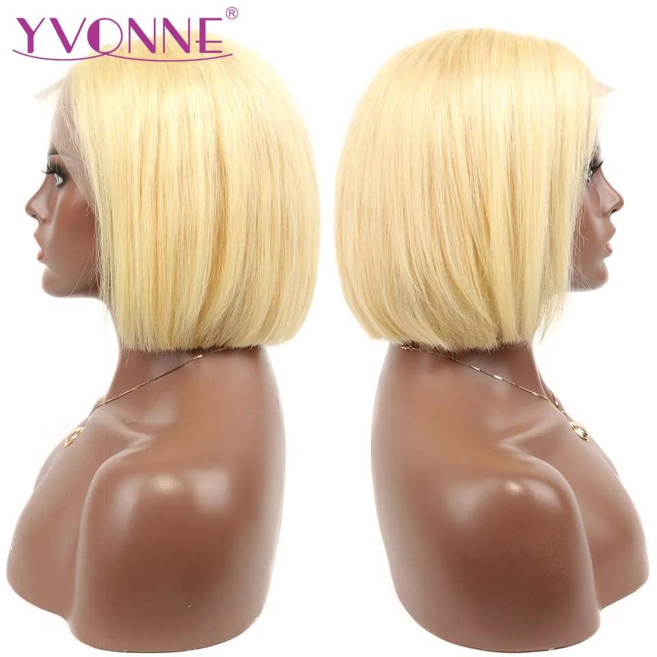 YVONNE 613 прямые короткие волосы Remy Bob блонд кружева фронта человеческих волос