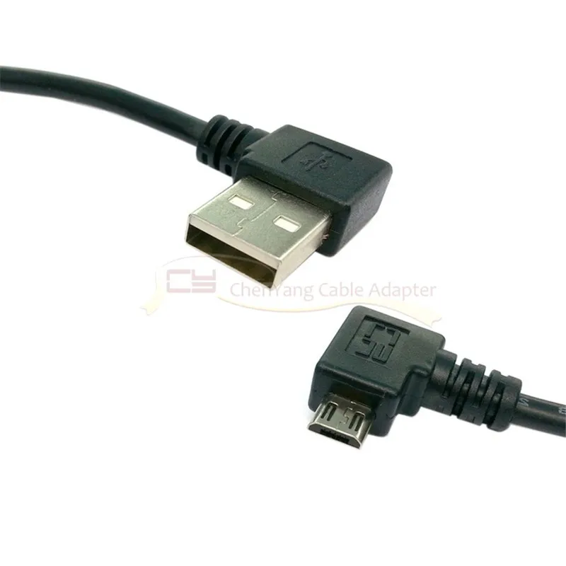Левый правый угловой 90 градусов Micro USB штекер к левый Зарядка данных 0 2 м короткие