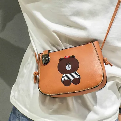 2018 новая сумка мультфильм милый медведь мини pu телефон Малый Вечерние
