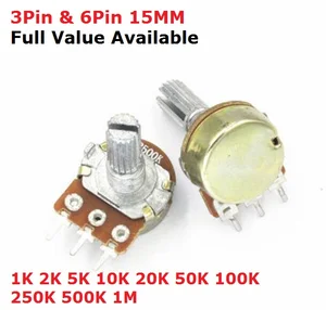 Усилитель WH148 B 1K 2K 5K 10K 20K 50K 100K 250K 500K 1M 3 контакта 6 контактов 15 мм вал двойной стерео потенциометр B12510, 5 шт.50100K
