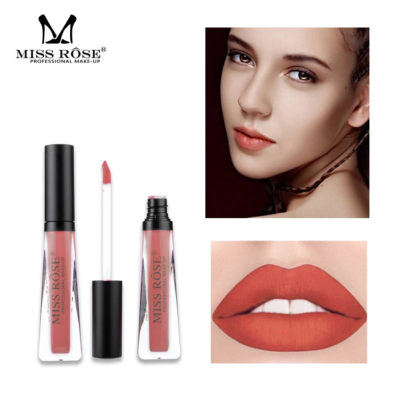 Miss Rose velvet matte lip gloss 12 colors waterproof long lasting dark brown liquid lipstick rose red tint MS0 | Красота и здоровье