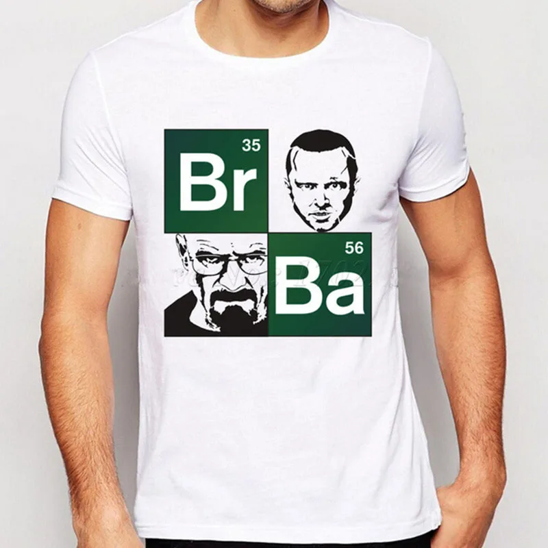 С принтом букв Breaking Bad логотип Для мужчин футболки с круглым вырезом короткий